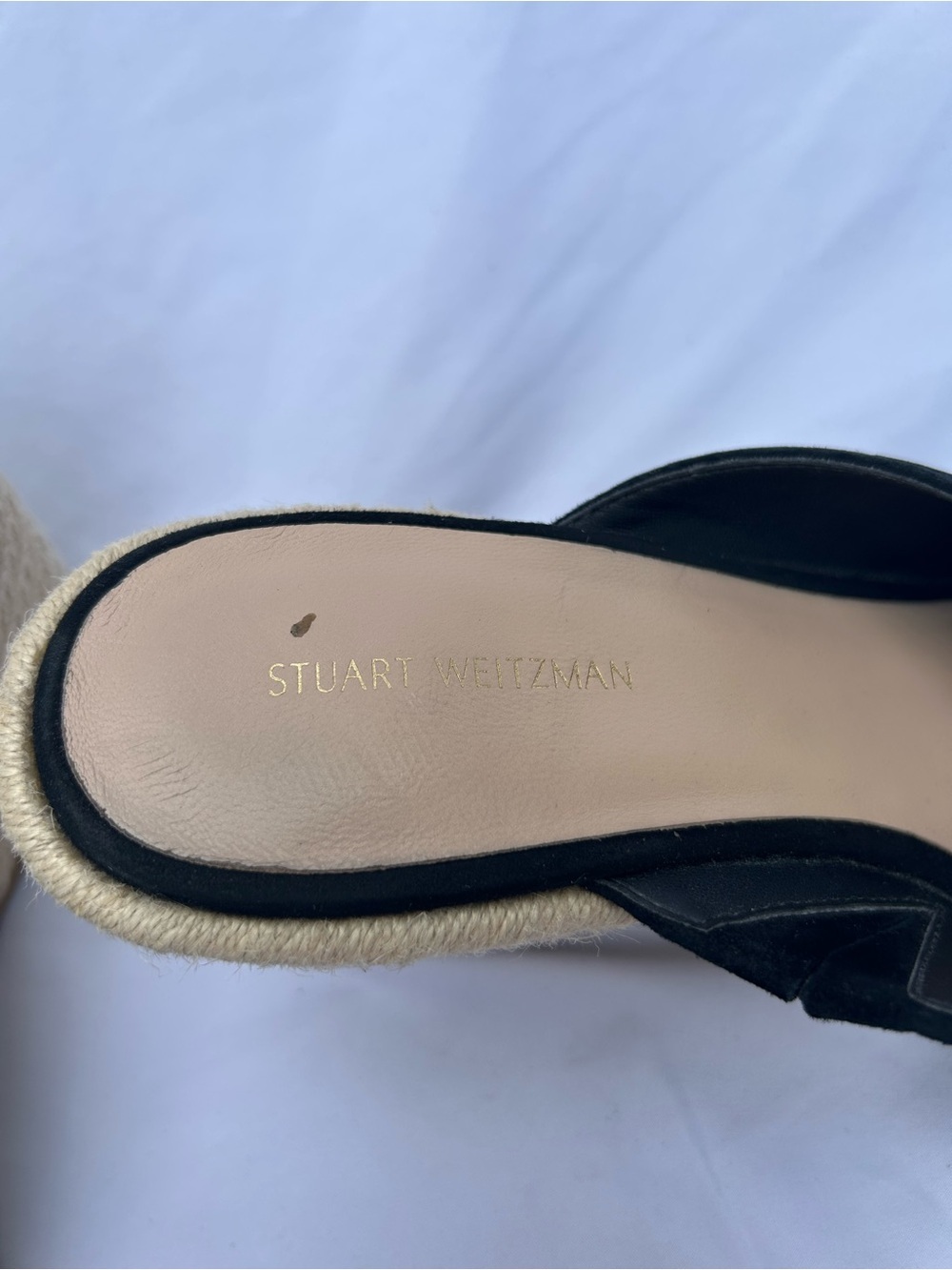 Stuart Weitzman Black Suede Espadrille Wedge Slides size 9 - Picture 4 of 11